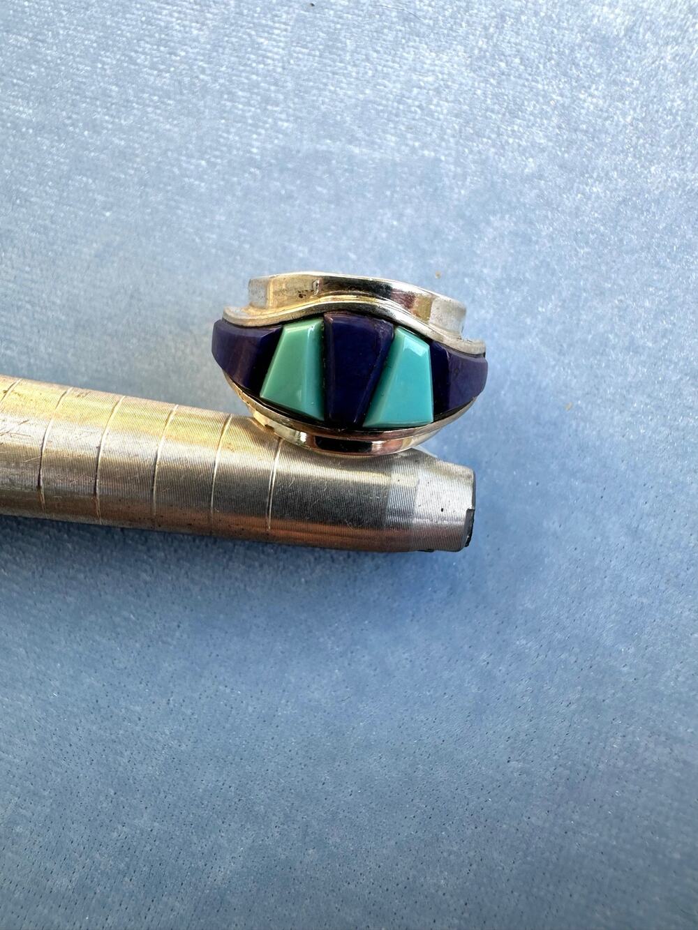 Jay King DTR Sterling Silver Turquoise Purple Cigar Band Ring Size 6